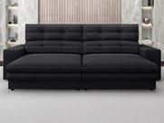Sofá Pegasus 2,50m Assento Retrátil e Reclinável Velosuede Preto - NETSOFAS