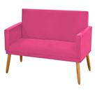 Sofá Pés Palito Estofado de 2 Lugares Nina Tecido Sintético Rosa Pink