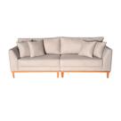 Sofá Pierri Bipartido Tecido Suede Pé Base Madeira 230cm