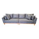 Sofá Pierri Bipartido Tecido Suede Pé Base Madeira 280cm