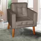 Sofá/poltrona/cadeira Decorativa Glamour Dubai Com Pés Em Madeira Capuccino