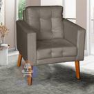 Sofá/poltrona/cadeira Decorativa Glamour Dubai Com Pés Em Madeira Capuccino