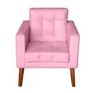 Sofá/poltrona/cadeira Decorativa Glamour Dubai Com Puff E Pés Em Madeira Rosê