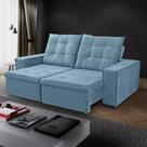 Sofá Porsche Retrátil/Reclinável 4Lugares Veludo Azul 2,15m