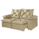 Sofá Porto Madero 3 Lugares Retrátil e Reclinável 200cm Tecido Veludo Imperial Decor Cor Bege