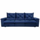 Sofá Porto Madero 5 Lugares Retrátil e Reclinável 270cm 3 Módulos Tecido Veludo Imperial Decor Cor Azul