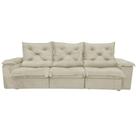 Sofá Porto Madero 5 Lugares Retrátil e Reclinável 270cm 3 Módulos Tecido Veludo Imperial Decor Cor Bege