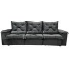 Sofá Porto Madero 5 Lugares Retrátil e Reclinável 270cm 3 Módulos Tecido Veludo Imperial Decor Cor Grafite