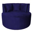 Sofá Puff Chaise Estofada Redondo Barcelona Almofadas Suede Azul Marinho Eli Móveis e Decoração