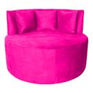 Sofá Puff Chaise Estofada Redondo Barcelona Almofadas Suede Rosa Pink Eli Móveis e Decoração