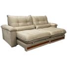 Sofá Qatar com Molas Ensacadas 4 Lugares Retrátil e Reclinável 250cm Tecido Veludo Trevo Cor Bege