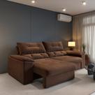 Sofá Ravena Retrátil e Reclinável 3 Lugares 2 assentos Suede Grafite 200cm