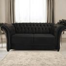 Sofá Recamier Divã Chesterfield 175cm Sofia Suede Preto Capitonê- MABE MAGAZINE