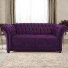 Sofá Recamier Divã Chesterfield 175cm Sofia Suede Roxo Capitonê- MABE MAGAZINE