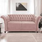 Sofá Recamier Divã Chesterfield 200cm Sofia Suede Rose Capitonê- MABE MAGAZINE