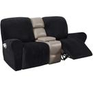 Sofá reclinável elástico de veludo Slipcover H.VERSAILTEX preto