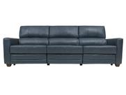 Sofá Reclinável Elétrico de Couro Jordânia 3 Lugares Blue Bicolor - Mempra