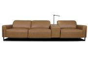 Sofá Reclinável Elétrico de Couro Legend com Itable e Luminária à Direita Soft Brown - Mempra