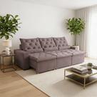 Sofá Retrátil 2.10m Elegance Modelo Reclinável Com Suede Macio E Toque Premium Milão Bege