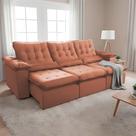 Sofá Retrátil 2.50m 3 Lugares Reclinável com Suede Acolhedor e Estrutura Durável Europa Laranja