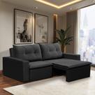 Sofá Retrátil 2 Lugares 1,80m Luna Suede Preto Adonai Estofados