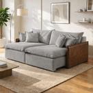 Sofá Retrátil 2 Lugares 254cm Pillow Top e Pés em Madeira Maciça Hamburgo Cinza Claro