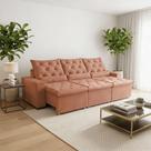 Sofá Retrátil 230m Confort Plus Sofá 3 Lugares Em Suede Reclinável Milão Laranja