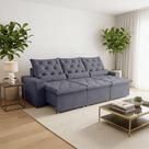 Sofá Retrátil 230m Elegance Suede Superior Com Encosto Reclinável E Assento Extra Macio Milão Cinza