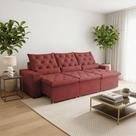 Sofá Retrátil 250m 3 Lugares em Suede com Conforto Avançado Milão Terracota