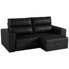 Sofá Retrátil 284cm Nero Couro Preto - Gran Belo Sofá Retrátil 284cm Nero Couro Preto - Gran Belo