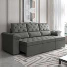 Sofá Retrátil 3 Lugares 2,10m York Suede Cinza Cinza