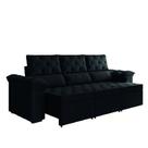 Sofá Retrátil 3 Lugares 2,10m York Suede Preto