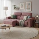 Sofá Retrátil 3 Lugares 220cm Veneza Reclinável Veludo Rosa NS Sofá Retrátil 3 Lugares 220cm Veneza Reclinável Veludo Rosa NS