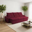Sofá Retrátil 3l 230m Design Imponente em Suede com Abertura Milão Vermelho