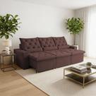 Sofá Retrátil 3l 230m Premium Estrutura Reclinável e Suede Marrom de Alta Qualidade Milão Marrom