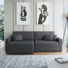 Sofá Retrátil 4 Lugares 254cm Sucre Almofadas Soltas Veludo Cinza Grafite NS Cor:Cinza Grafite