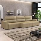 Sofá Retrátil 5 Lugares 344cm 3 Módulos Nero com USB Couro Bege G52 - Gran Belo Sofá Retrátil 5 Lugares 344cm 3 Módulos Nero com USB Couro Bege G52 - Gran Belo