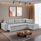 Sofá Retrátil 6 Lugares 296cm com Chaise a Direita de 91cm Presidente