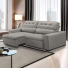 Sofá Retrátil Chicago 230 Cm Reclinável Mola Bonnel Espuma D26 Veludo Cinza Claro - SóSofá Sofá Retrátil Chicago 230 Cm Reclinável Mola Bonnel Espuma D26 Veludo Cinza Claro - SóSofá