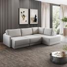 Sofá Retrátil com Chaise Direito 7 Lugares 310x225cm Madrid Linho Off White NS Cor:Off White