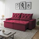 Sofá Retrátil Confort Elegance Suede 150m Reclinável e com Dois Módulos Milão Vermelho