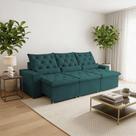 Sofá Retrátil Confort Plus 250m Suede Reclinável E Ultra Conforto Em 3 Lugares Milão Verde