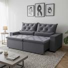 Sofá Retrátil Confort Plus Suede Cinza 150m Reclinável E Com 2 Módulos Para Sala Moderna Milão Cinza