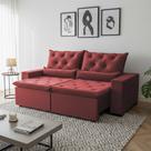 Sofá Retrátil Design 150m Suede de Alta Qualidade Retrátil Reclinável 2 Módulos Milão Terracota