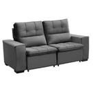 Sofá Retrátil e Reclinável 150 cm Classic Veludo Cinza Chamby Móveis
