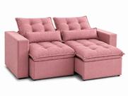 Sofá Retrátil e Reclinável 1,5m em Tecido Suede Rosé Sofá Retrátil e Reclinável 1,5m em Tecido Suede Rosé
