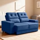 Sofá Retrátil e Reclinável 180cm Veludo Oslo Azul