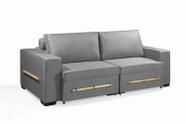 Sofá Retrátil e Reclinável 2.10m ESTILO ESTOFADOS - CHAYENE com SoftGel D33 Linho "Cinza"