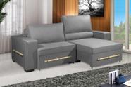 Sofá Retrátil e Reclinável 2.90m ESTILO ESTOFADOS - CHAYENE com SoftGel D33 Linho "Cinza"