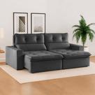 Sofá Retrátil e Reclinável 2 Lugares 200cm Beny Suede/Cinza
